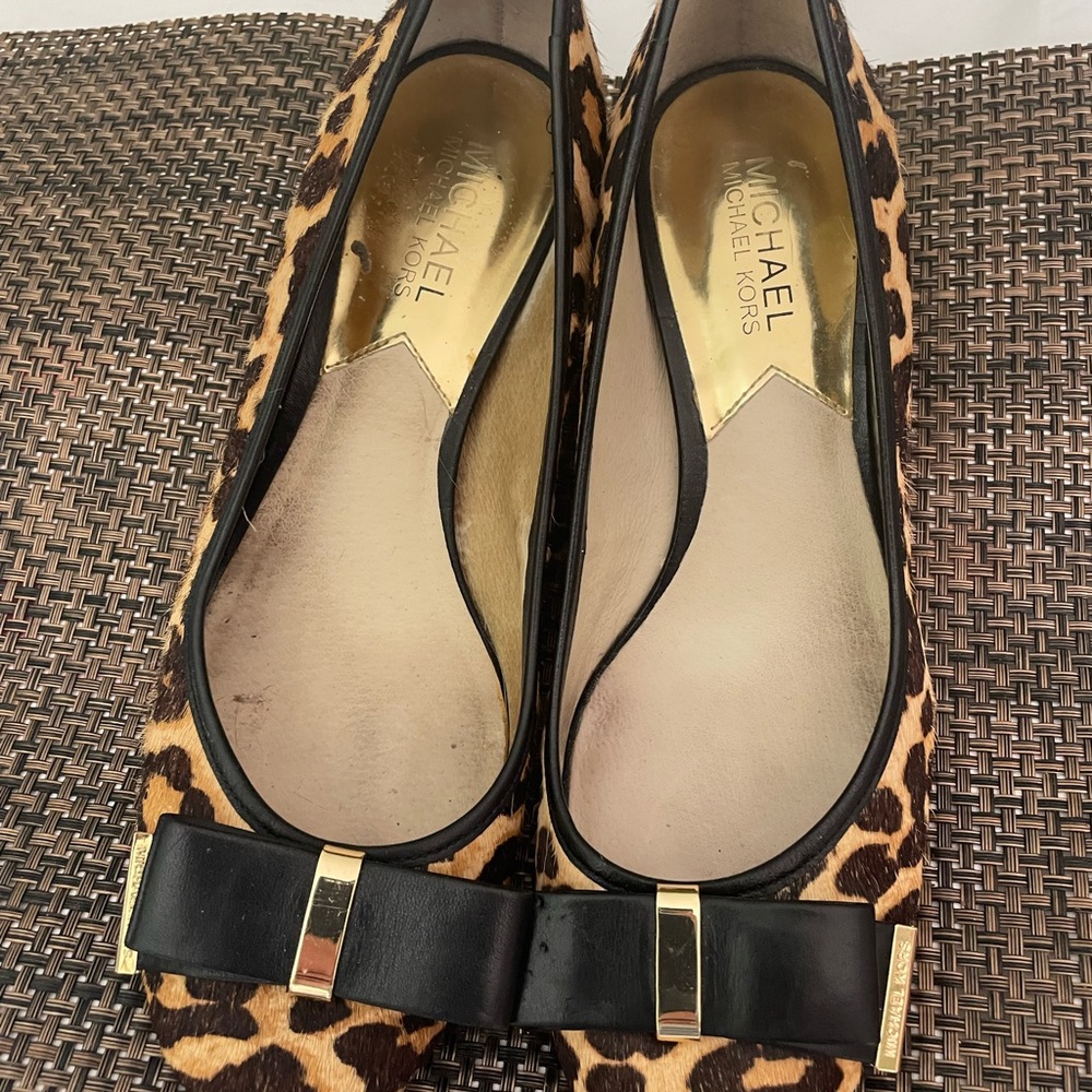 Michael Kors Leopard-Print Bow Ballet Flats - Black & Brown